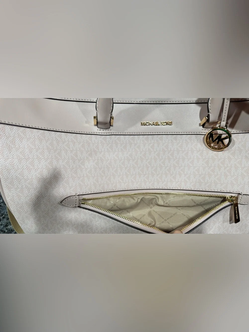 Michael Kors Blush Pink Logo Travel Duffel with Gold Hardware